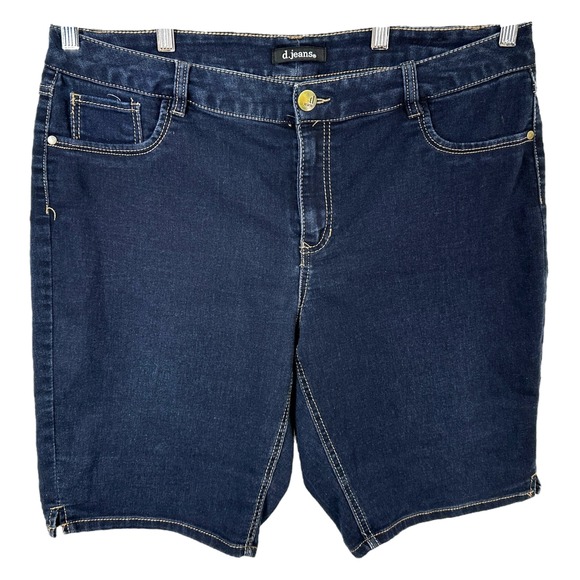 d. Jeans Plus Size 18W Denim Shorts Dark Wash Blue Bermuda Shorts 11 Inch 994 - Picture 1 of 7